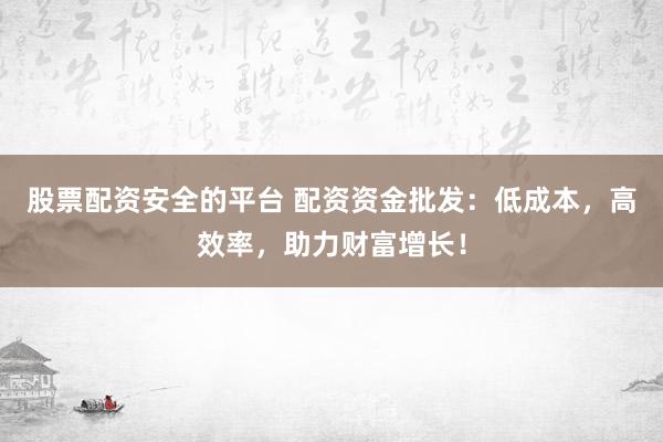 股票配资安全的平台 配资资金批发：低成本，高效率，助力财富增长！