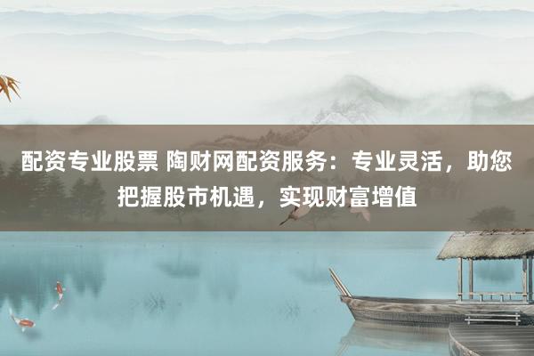 配资专业股票 陶财网配资服务：专业灵活，助您把握股市机遇，实现财富增值