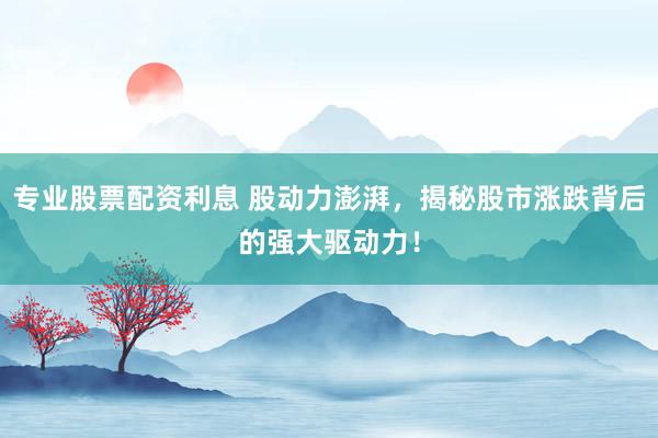专业股票配资利息 股动力澎湃，揭秘股市涨跌背后的强大驱动力！