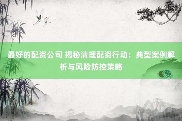 最好的配资公司 揭秘清理配资行动：典型案例解析与风险防控策略