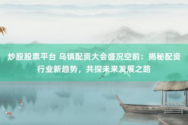 炒股股票平台 乌镇配资大会盛况空前：揭秘配资行业新趋势，共探未来发展之路