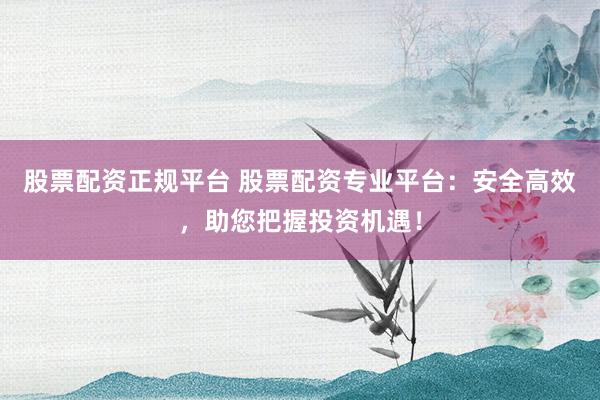 股票配资正规平台 股票配资专业平台：安全高效，助您把握投资机遇！