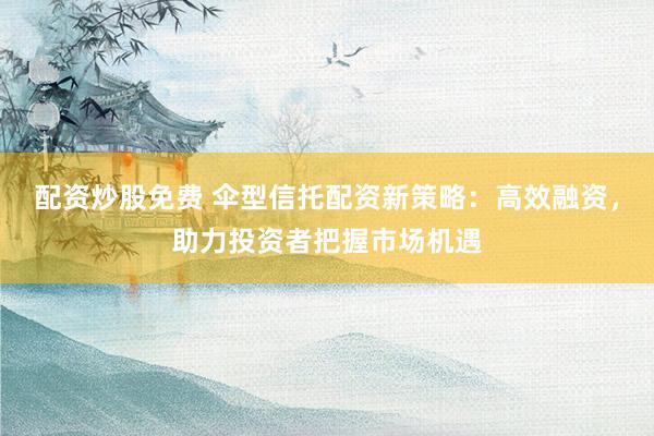 配资炒股免费 伞型信托配资新策略：高效融资，助力投资者把握市场机遇