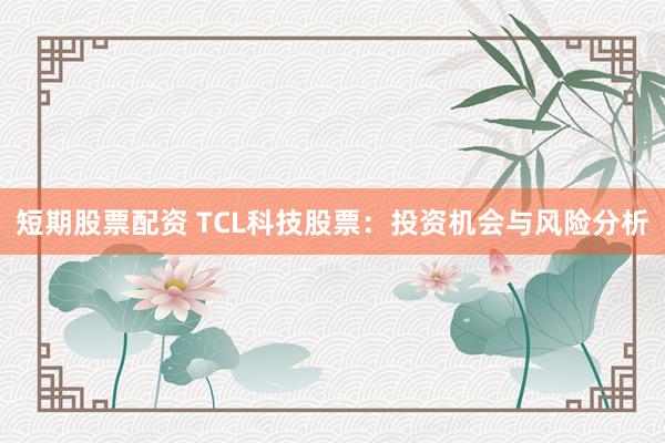 短期股票配资 TCL科技股票：投资机会与风险分析