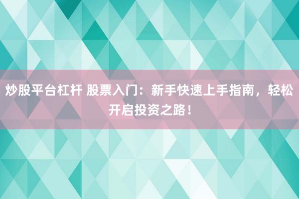 炒股平台杠杆 股票入门：新手快速上手指南，轻松开启投资之路！