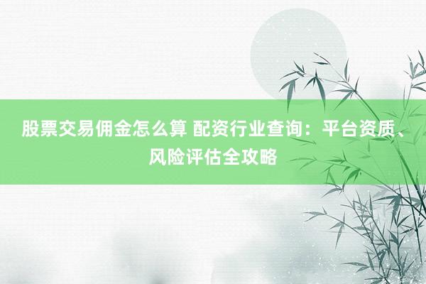 股票交易佣金怎么算 配资行业查询:平台资质、风险评估全攻略