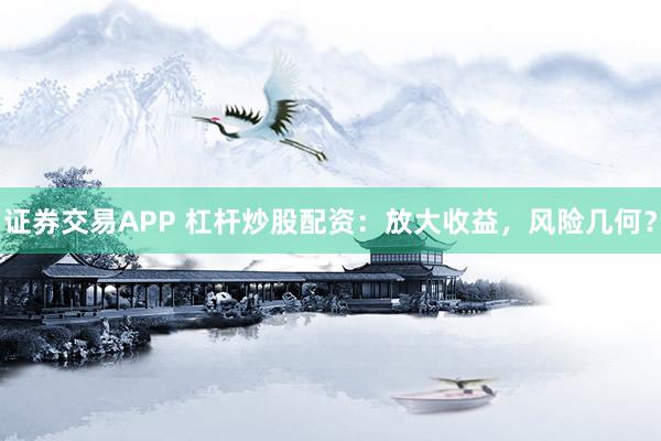 证券交易APP 杠杆炒股配资：放大收益，风险几何？