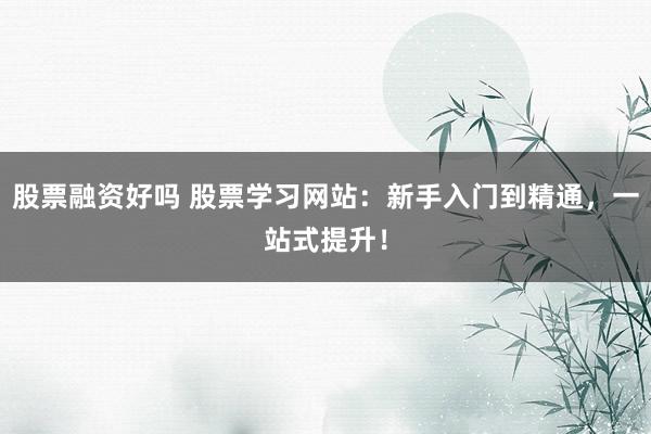 股票融资好吗 股票学习网站:新手入门到精通,一站式提升!