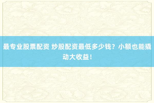 最专业股票配资 炒股配资最低多少钱?小额也能撬动大收益!