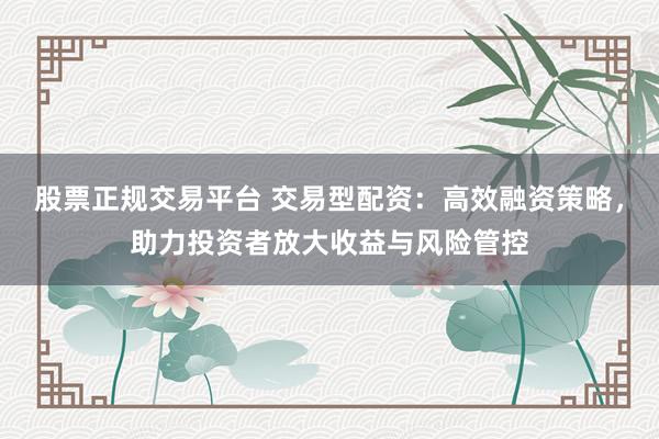 股票正规交易平台 交易型配资：高效融资策略，助力投资者放大收益与风险管控