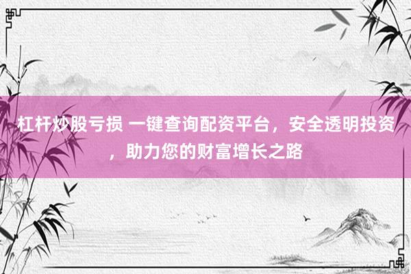 杠杆炒股亏损 一键查询配资平台,安全透明投资,助力您的财富增长之路