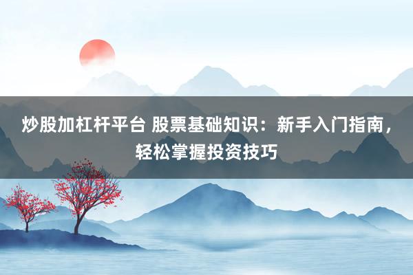 炒股加杠杆平台 股票基础知识：新手入门指南，轻松掌握投资技巧