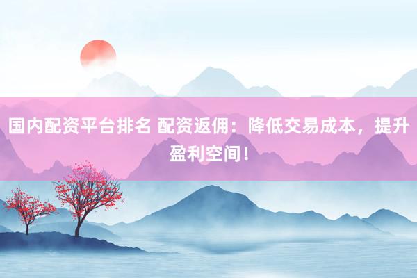 国内配资平台排名 配资返佣：降低交易成本，提升盈利空间！