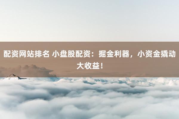 配资网站排名 小盘股配资：掘金利器，小资金撬动大收益！
