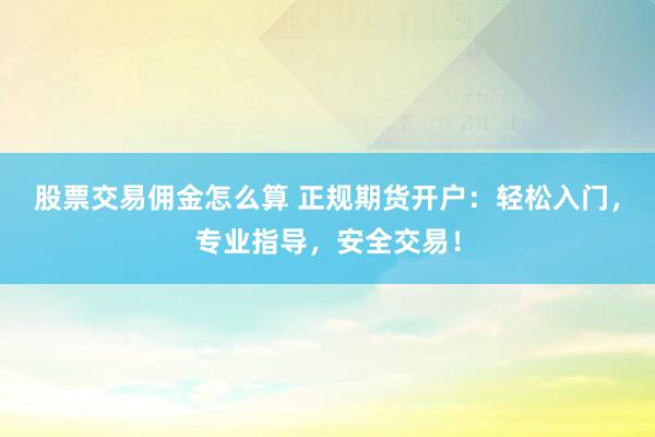 股票交易佣金怎么算 正规期货开户：轻松入门，专业指导，安全交易！