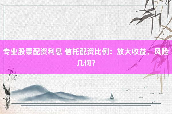 专业股票配资利息 信托配资比例:放大收益,风险几何?