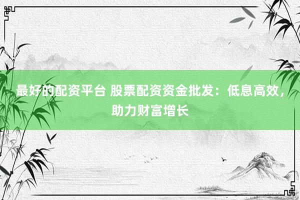 最好的配资平台 股票配资资金批发：低息高效，助力财富增长